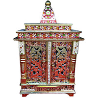 Beautiful Meenakari Multicolor Home Puja Mandir Hindu Temple Mandapam Altar with Door