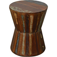 Reclaimed Wood Hourglass Side Table Stool