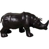 Handmade Paper Mache Big Rhino Leather Figurine