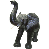 Hand Made Paper Mache Leather African Elephant 34 Inch Tall