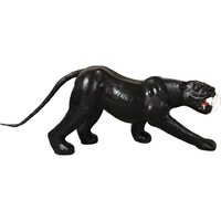 Handmade Paper Mache Big Panther Leather Figurine