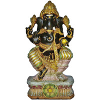 Hindu God Ganesha Hand Painted Wooden Big Statue