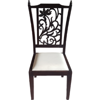 Teak Wood Carved Back Dining Chairs - Set of 6