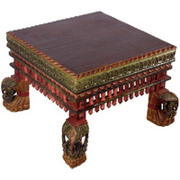 Wooden Carved Hand Painted  Table with peacock design legs