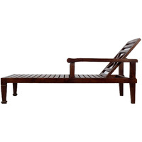 SOLID TEAK WOOD BEACH CHAISE LOUNGE CHAIRC_x0002_B - DARK WOOD FINISH