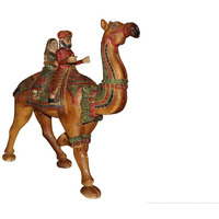 Wooden Carved Hand Painted Dhola Maru - Camel with Riders 3ft