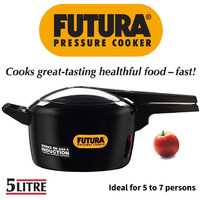 Hawkins F10 Futura Hard Anodised Pressure Cooker, 5 L, Black