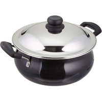 Vinod Pearl Hard Anodised Handi with Stainless Steel Lid, 5 L, Black