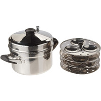 Tabakh HIC-204 4-Rack Stainless Steel Idli Cooker W/ Hawkins Type Stand, Makes 12 Idlis