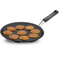 Hawkins Futura Nonstick Flat Tava with Plastic Handle, Diameter 30 cm, Thickness 4.88 mm, Black (NFT30P)