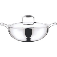 Vinod Platinum Extra Deep Kadai for Home and Kitchen (18cm_1.1 LTR), stainless steel