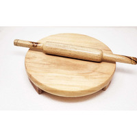 Tabakh 10INCH Belan Chakla Manual Wooden Roti Chapati Flatbread Tortilla Presser With Rolling Pin