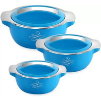 Cello Silvo Insulated Casserole Hot Pot Food Warmer, 3-Piece Gift Set, Assorted Colors (500mL, 1000mL, 1500mL)