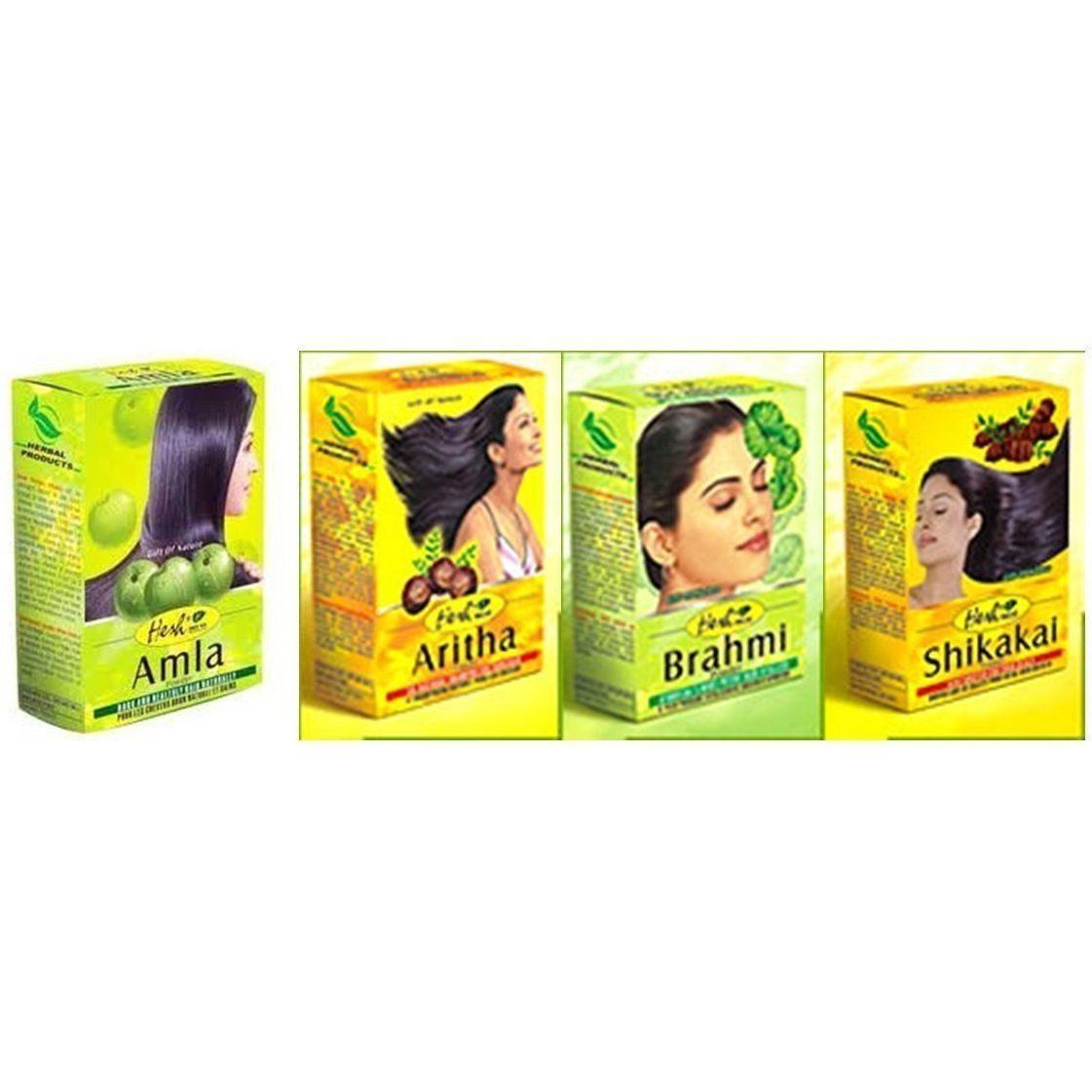 Complete Hair Care Combo Pack - Hesh Herbal Amla Powder 100g, Brahmi Powder 100g, Shikakai Powder 100g, Aritha Powder 100g
