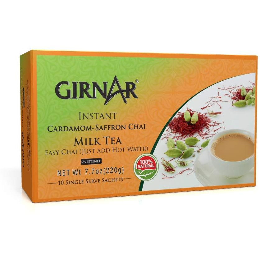 Girnar Instant Chai/Tea Premix With Cardamom-Saffron, 10 Sachet Pack