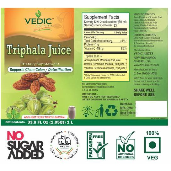 Vedic Triphalla Juice | Supports Clean Colon Detoxification 1L