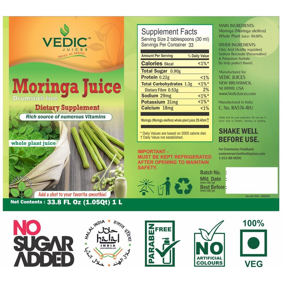 Vedic Moringa Juice | Rich Source of Numerous Vitamins 1L