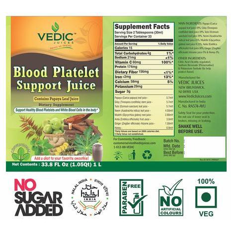 Vedic Blood Platelet Support Juice | Supports Healthy Blood Platelets 1L