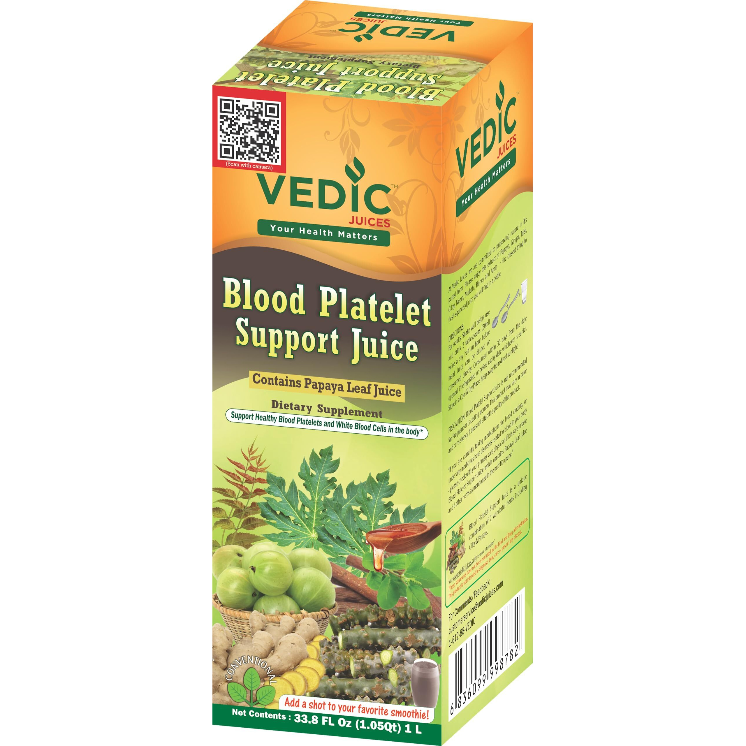 Vedic Papaya Extract Blood Platelet Juice - Supports Immune & Digestive Enzyme Health - 33.8oz, Ideal for Daily Use