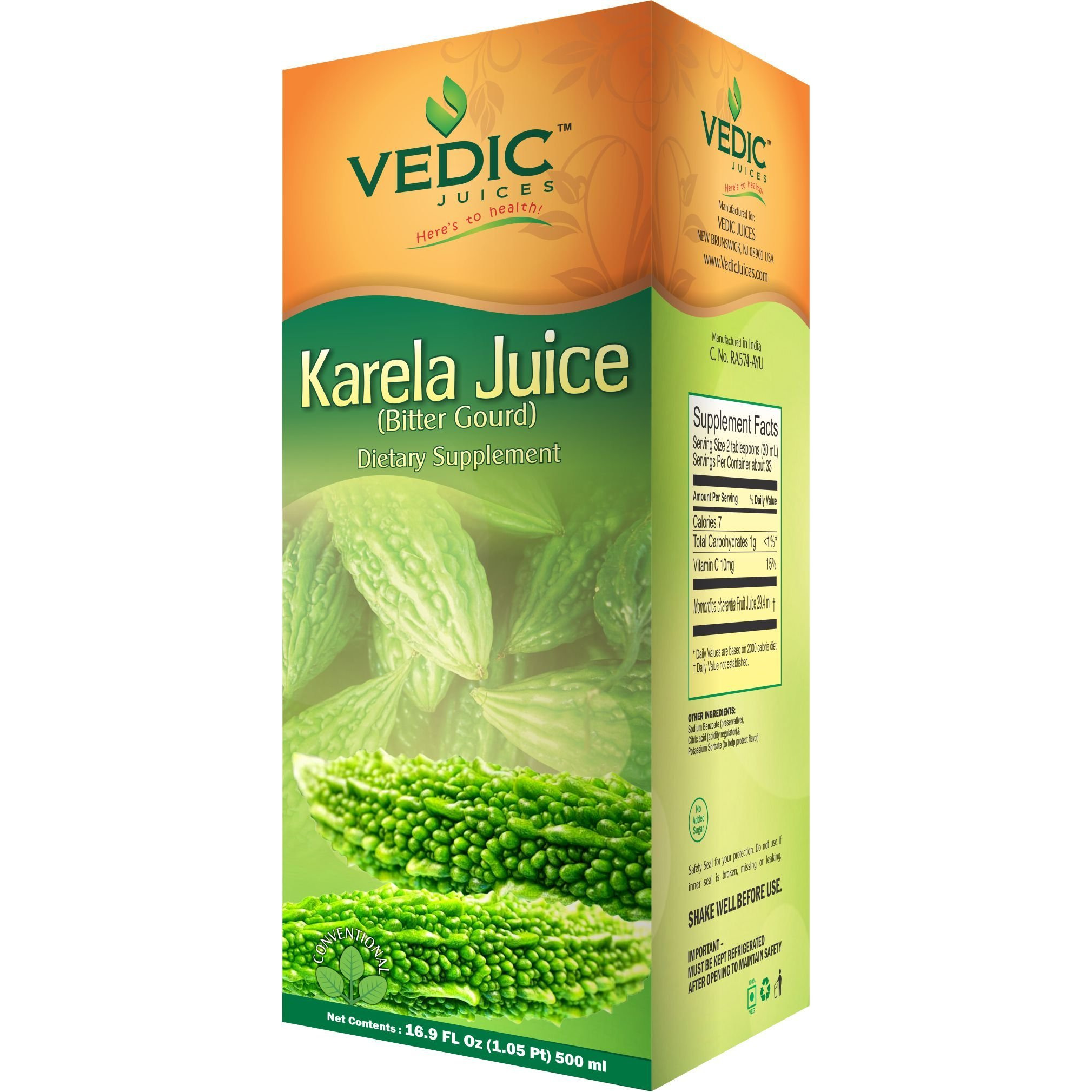 Vedic Karela Juice | Supports Healthy Blood Sugar Level (Bitter Gourd/Bitter Melon) 1L