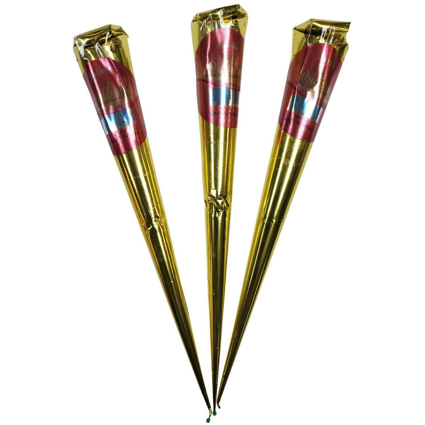 3 x Red Jumbo Herbal Henna Cones Temporary Tattoo Mehandi Ink Golecha