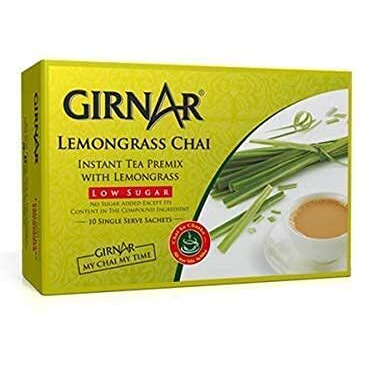 Girnar Instant Chai (Tea) Premix With Lemongrass Unsweetened, 10 Sachet Pack