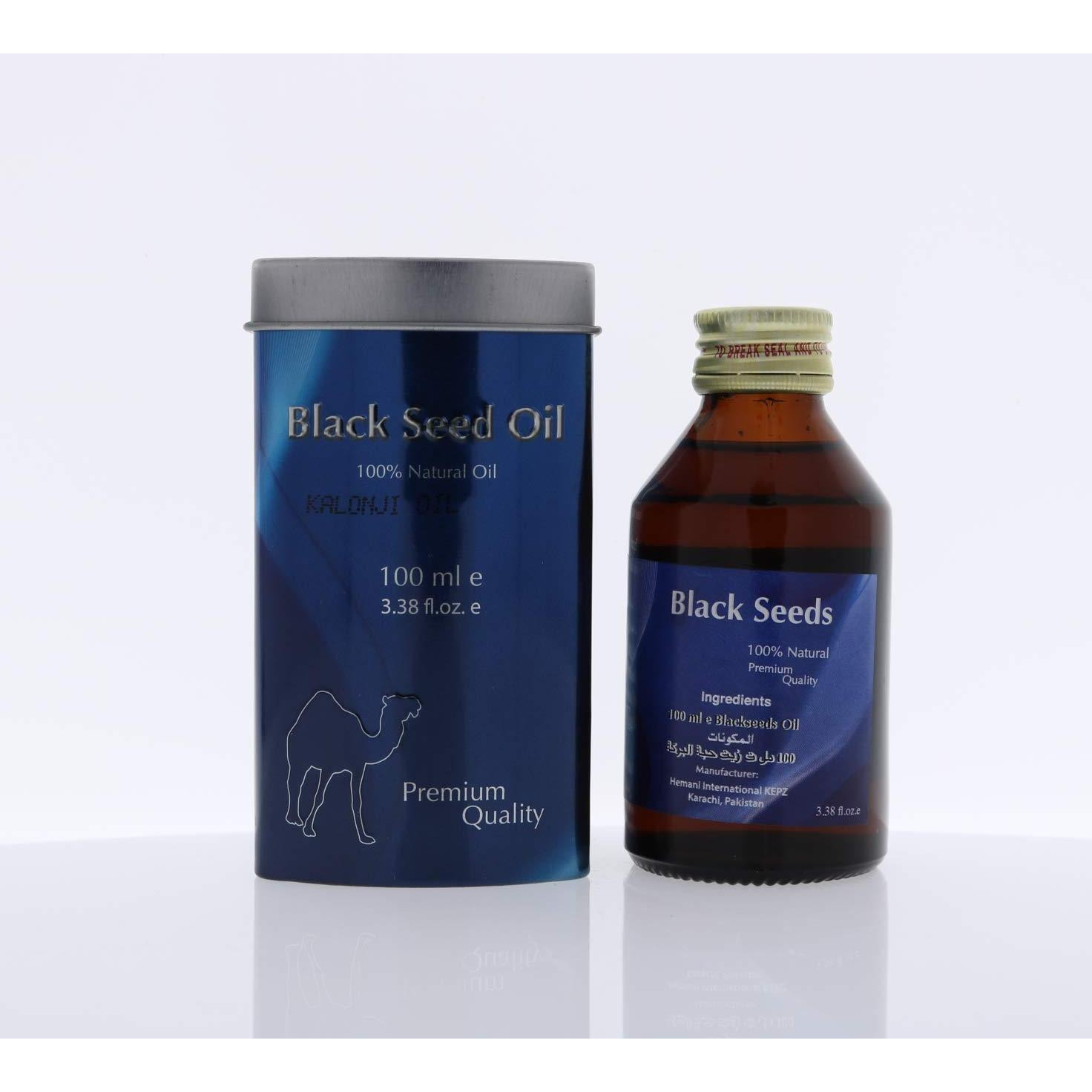 HEMANI Black Seed Oil Premium 100 ML - 3.4 FL OZ - First Cold Pressed - Alcohol Free - Solvent Free - IMMUNITY BOOSTER - Black Cumin Seed Oil from 100% HALAL Genuine Nigella Sativa