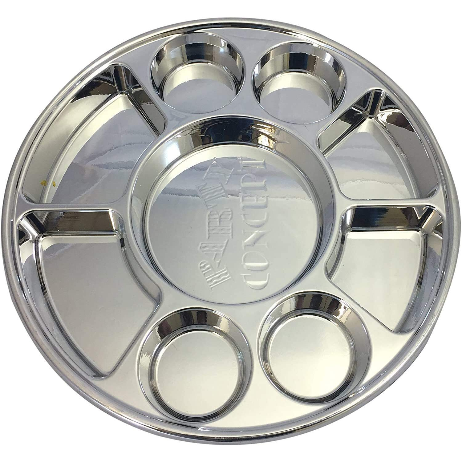 9 Compartment Disposable Silver Plates - Indian Thali Plastic Tray