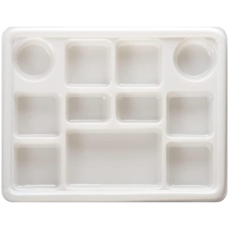11 Compartment White Disposable Plastic Plates - 100pcs