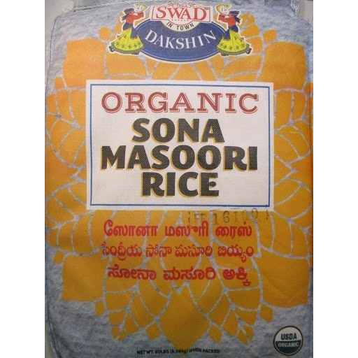 Swad Organic Sonamasuri Rice 20 lbs