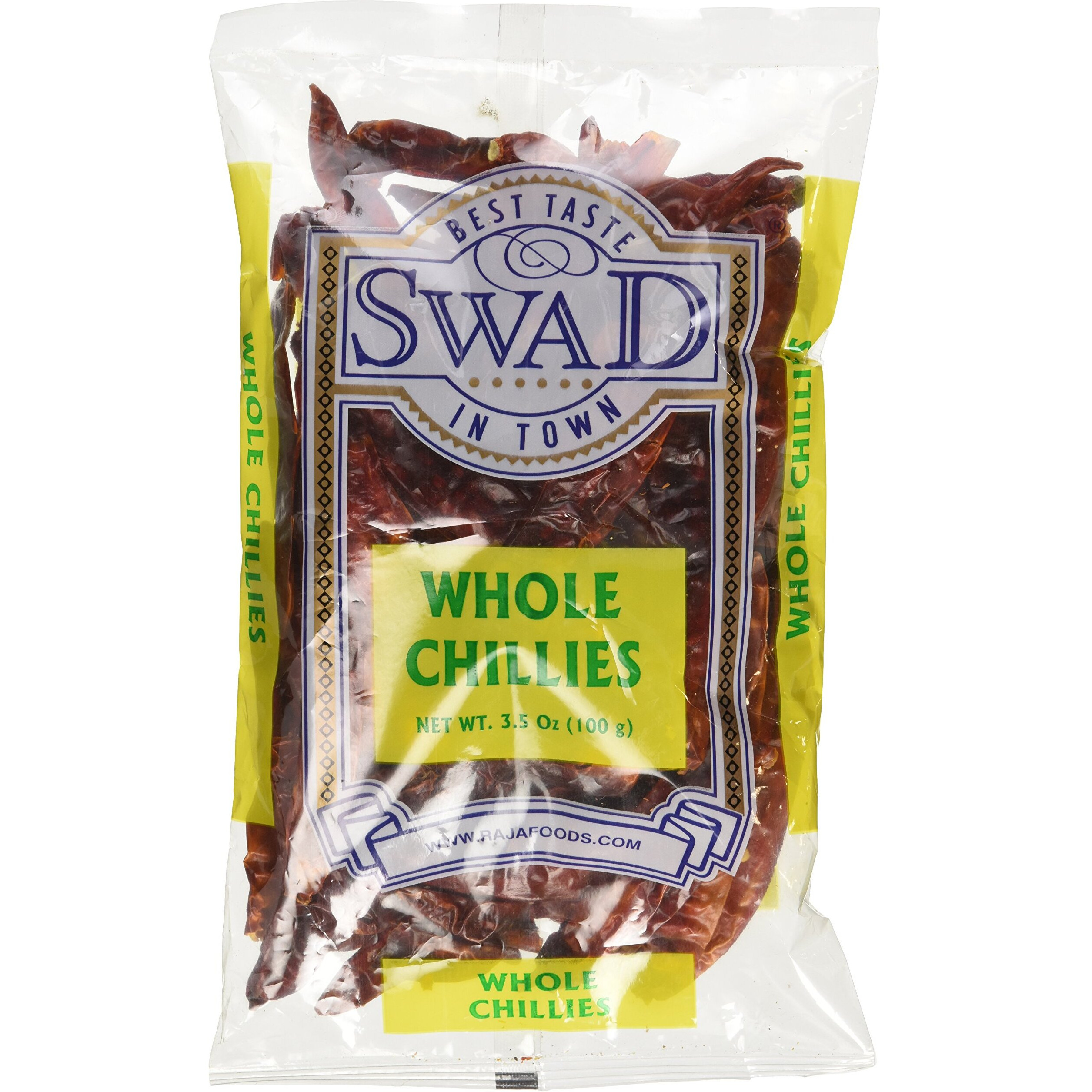 Swad Whole Red Dried Chillies 3.5oz., 100 Grams/ Indian Groceries