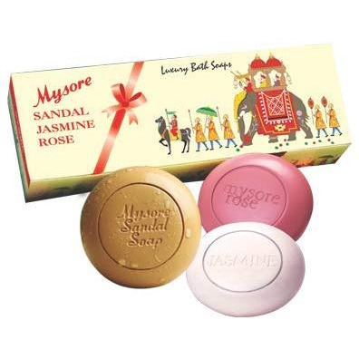 Mysore Sandal/ Jasmine / Rose Soap Combo Pack 450gm (125g x 3)