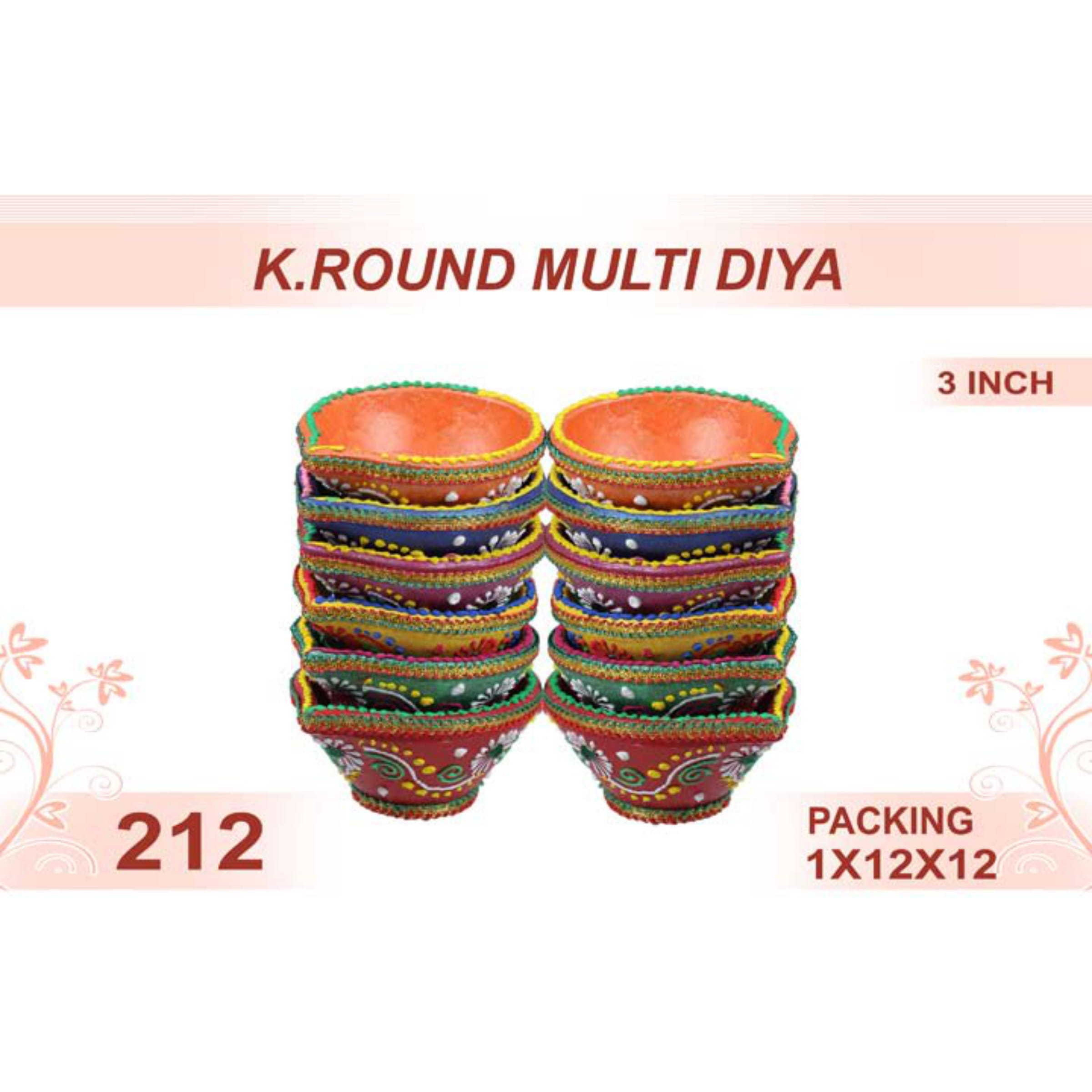 K. Round Multi Diya 12pc 3inch #212