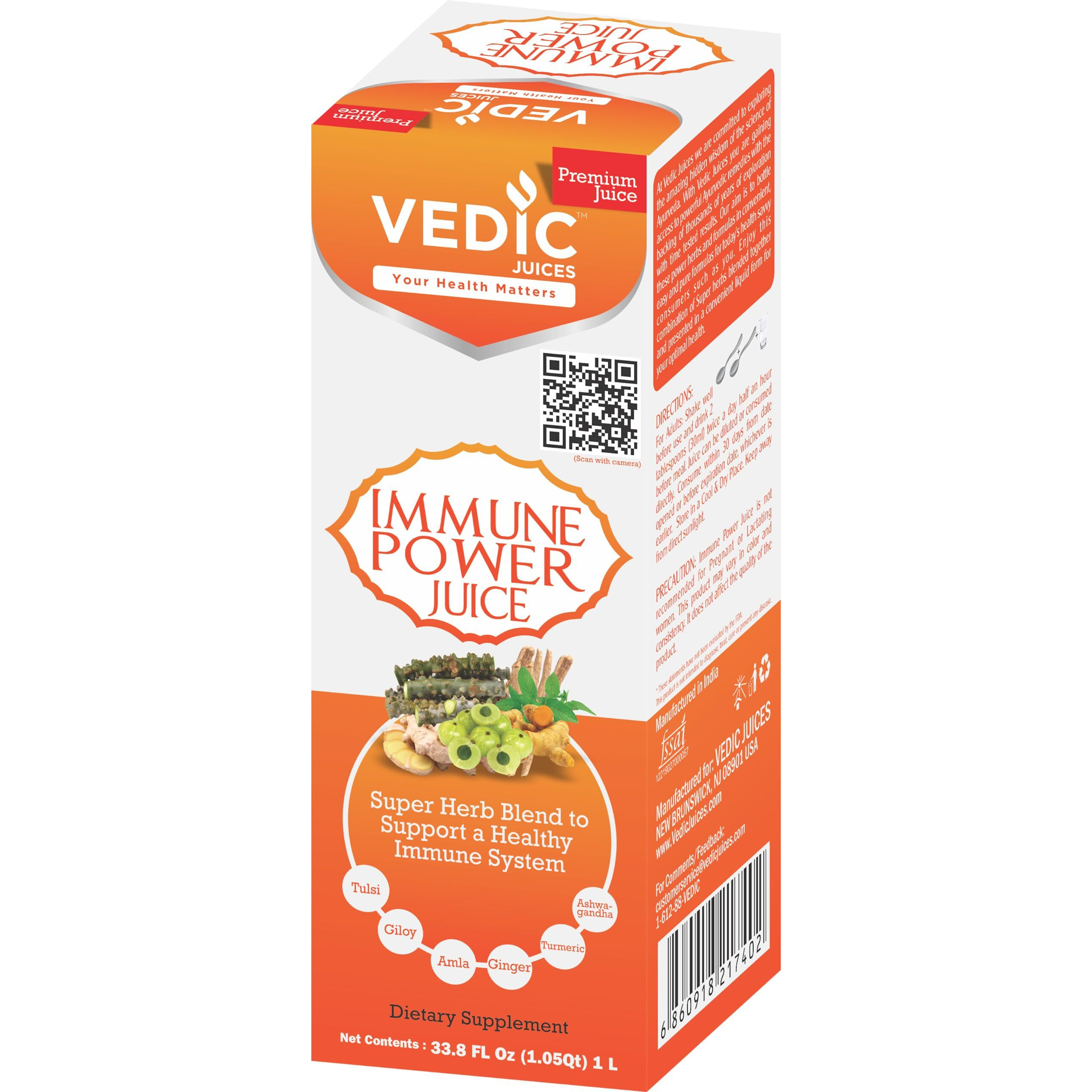 USDA Certified Organic Immune Power Juice 1000ML (1 Liter) 100% Organic