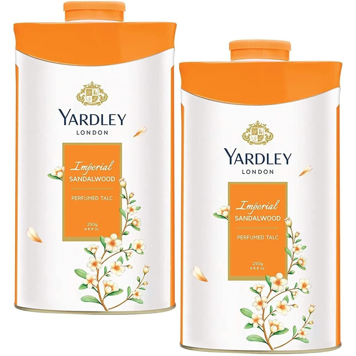Yardley London Fresh Floral Fragrance Locked in a Fine & Silky Perfumed Talcum Powder (Yardley London Imperial Sandalwood, Pack of 2 250Gram)