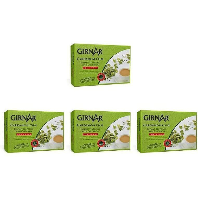 Pack Of 4 - Girnar Instant Cardamom Chai Milk Tea Reduced Sugar - 120 Gm (4.2 Oz)