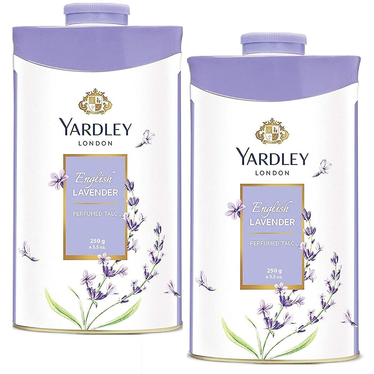 Yardley London Perfumed Fresh Floral Fragrances Locked in a fine & Silky Talcum Powder (Yardley English Lavender Perfumed Talc - 250gm, Pack of 2)
