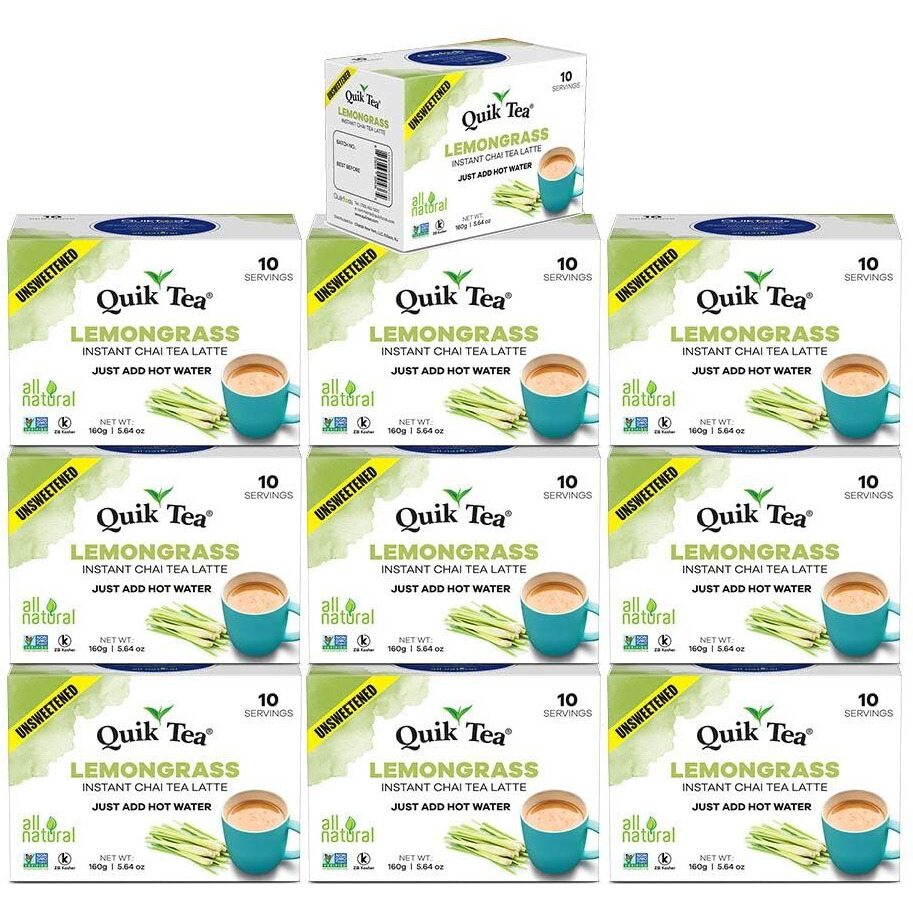 Chai Tea Latte - Unsweetened Lemongrass Chai - 100 Pouches By QuikTea