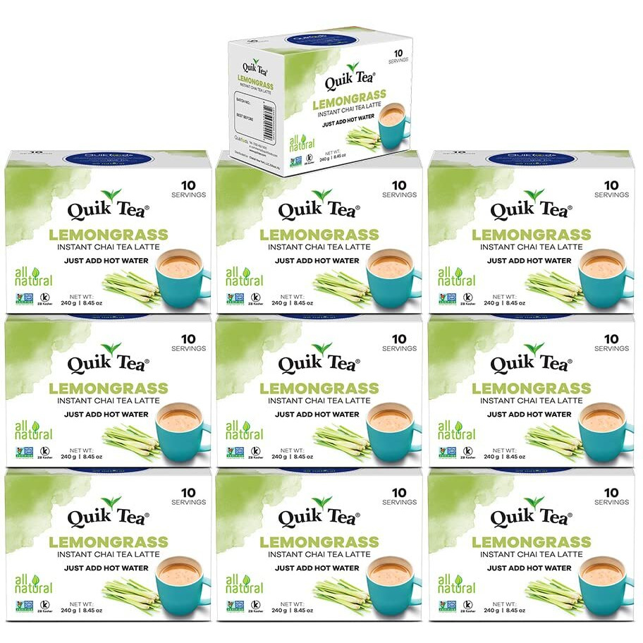 QuikTea Chai Tea Latte with Lemongrass,10 Boxes, 10 Bags per Box (100 Total Count)