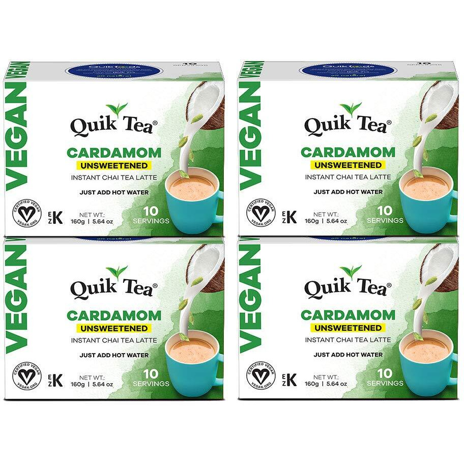 QuikTea Vegan Unsweetened Cardamom Chai Tea Latte - 40 Count
