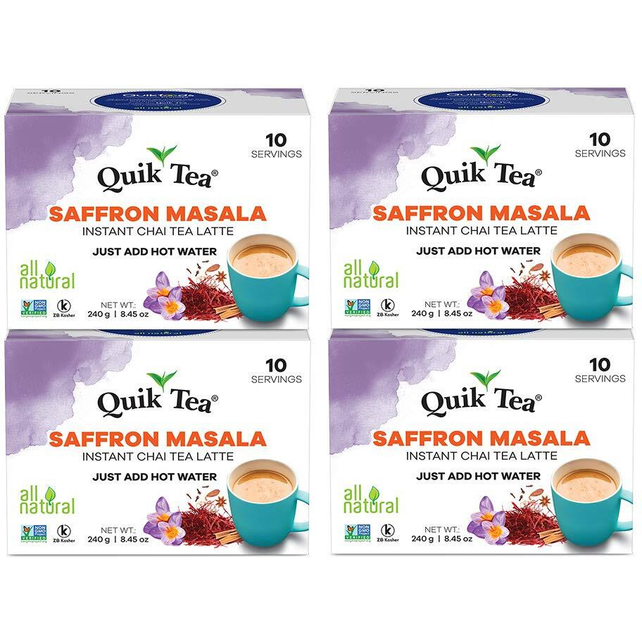 QuikTea Saffron Masala Chai Tea Latte, 8.45 Ounce (Pack of 4)