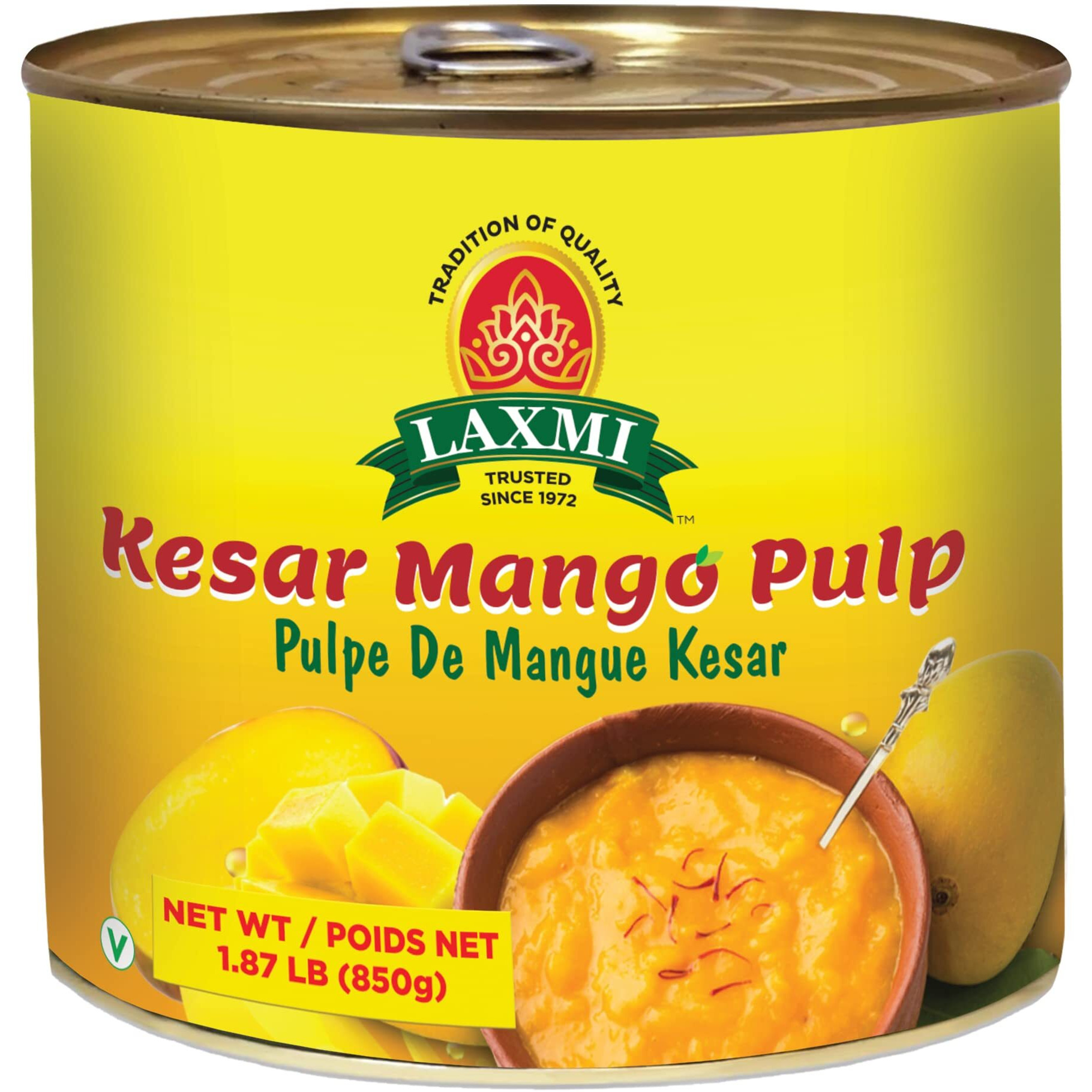 Laxmi All-Natural Kesar Canned Mango Pulp - 850gm