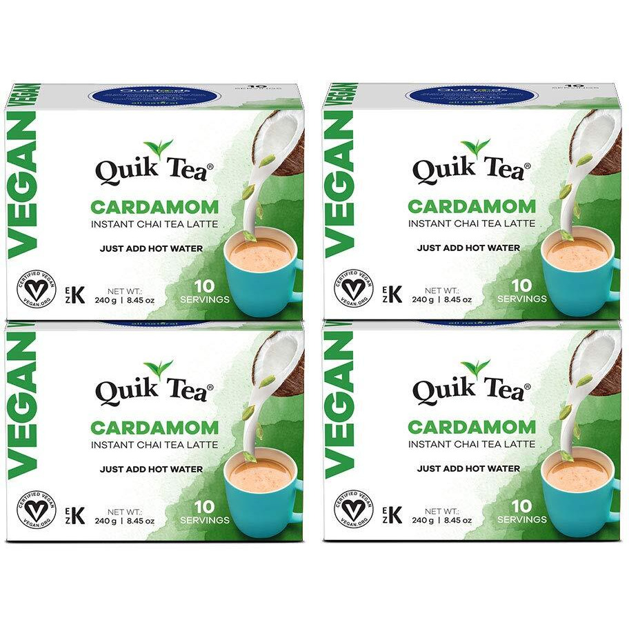 QuikTea Vegan Cardamom Chai Tea Latte - 10 Count (Pack of 4)