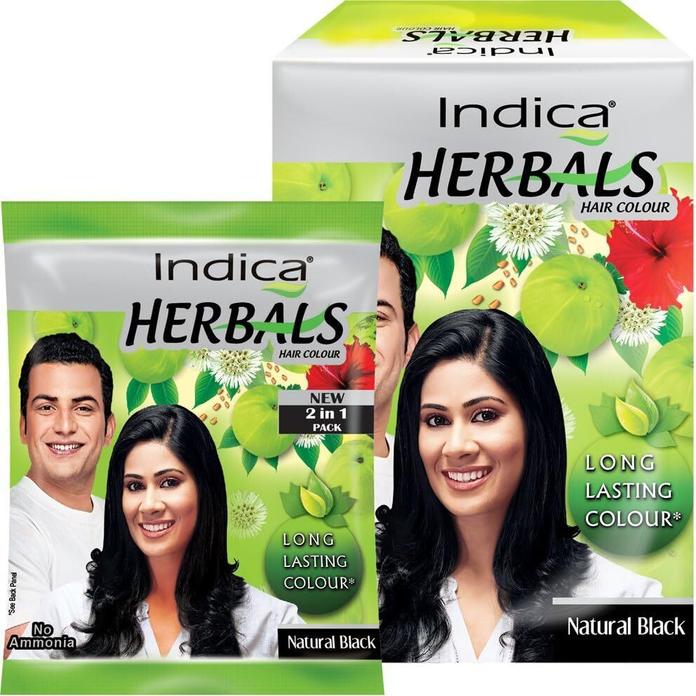 Indica Herbals Hair Color Natural Black 8 Sachets Pack