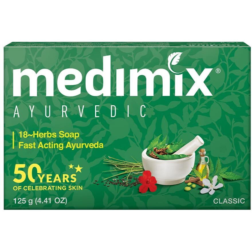 Medimix Herbal Handmade Ayurvedic Classic 18 Herb Soap for Healthy and Clear Skin (125 g)