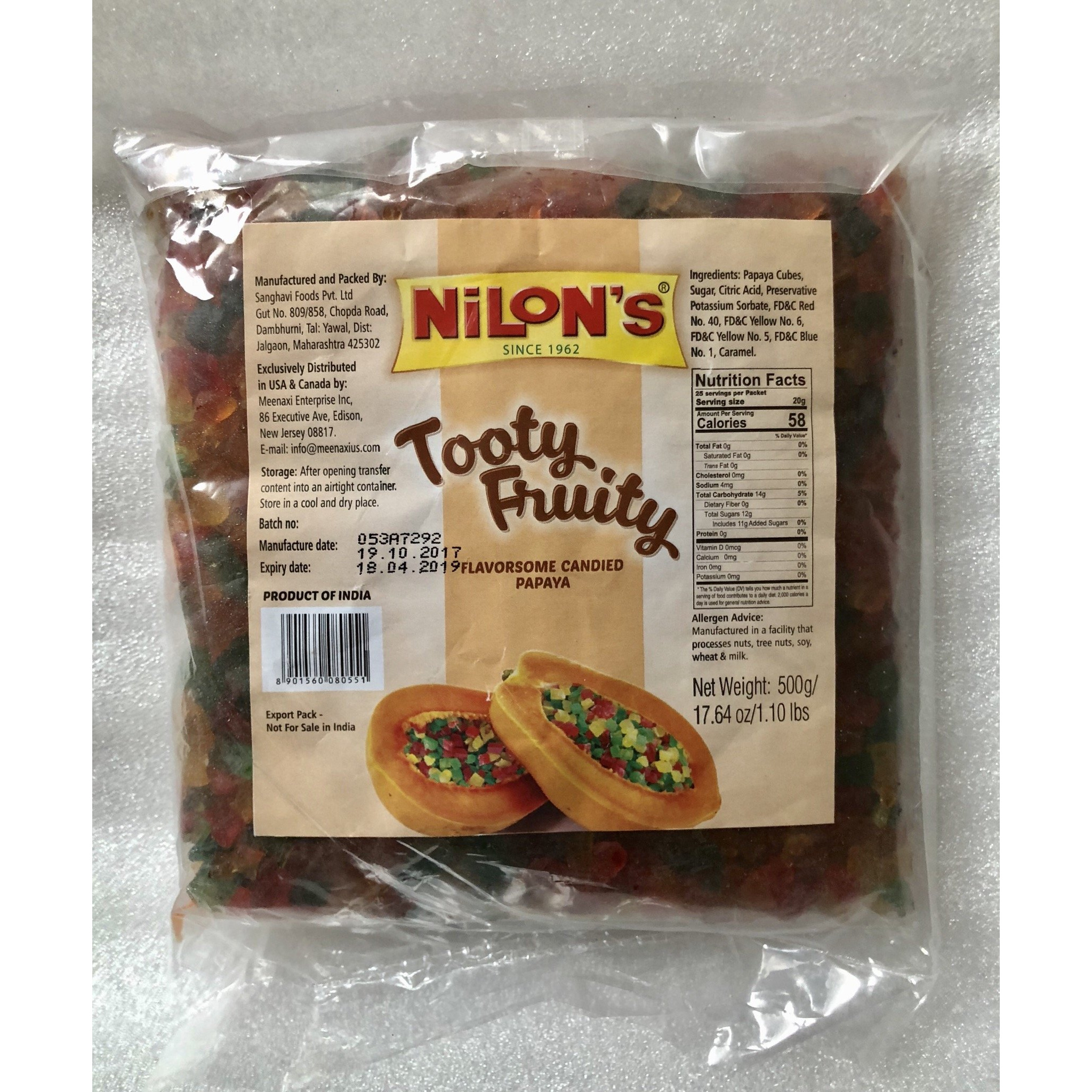 Nilon's Tooty-fruity Candied Papaya, Mixed 500 gms