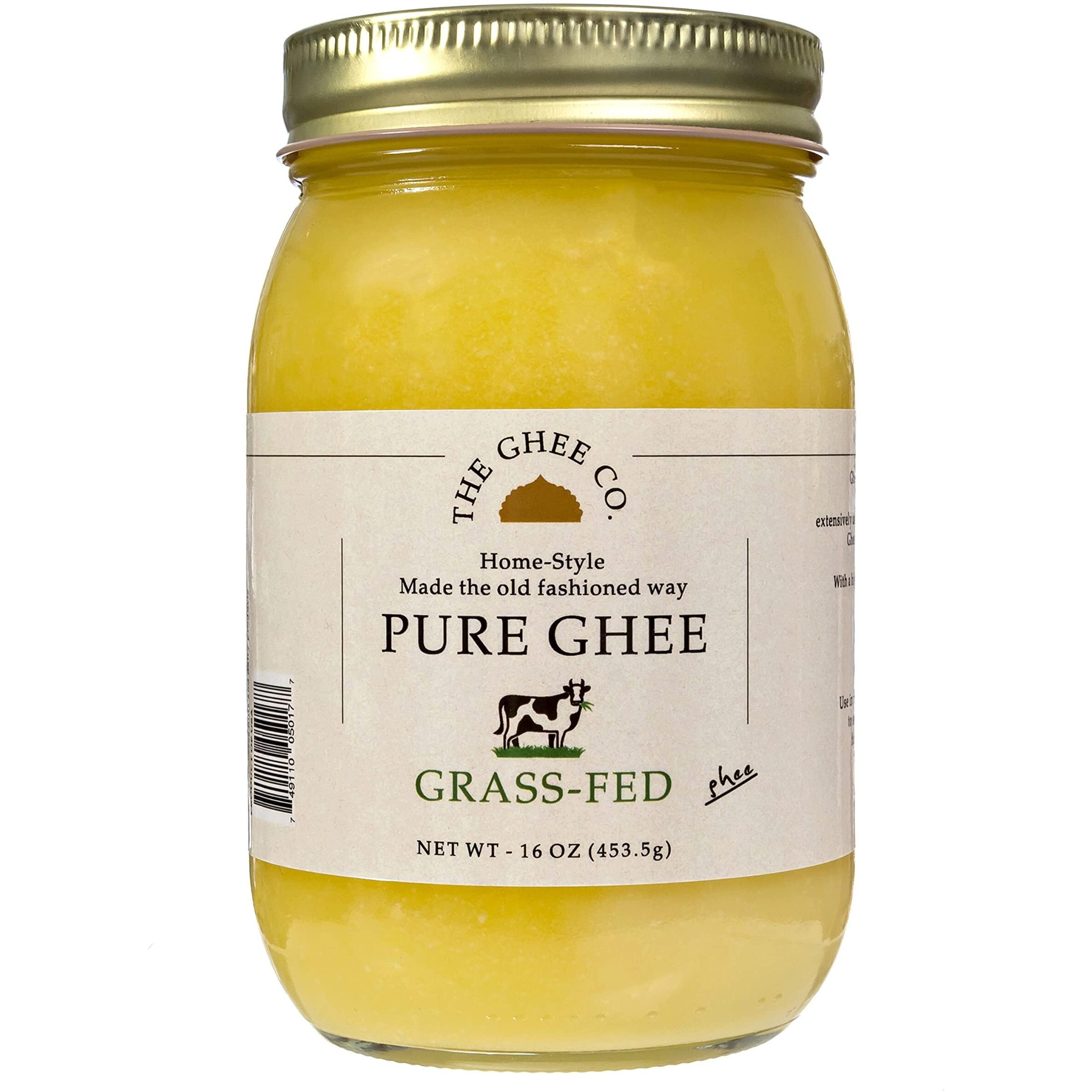 The Ghee Co., Grass Fed Ghee , 16 Fl oz , Made with Grade AA butter, Lactose and Casein free, Paleo and Keto friendly, glass jar