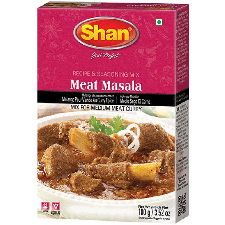 Shan - Meat Masala Seasoning Mix (100g) - Spice Packets for Medium Meat Curry