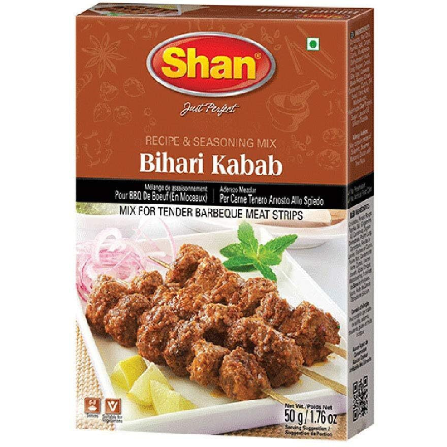 Shan Bihari Kabab Recipe and Seasoning Mix 1.76 oz (50g) - Spice Powder for Tender Barbecue Meat Strips  (1.76 Ounce (Pack of 1))