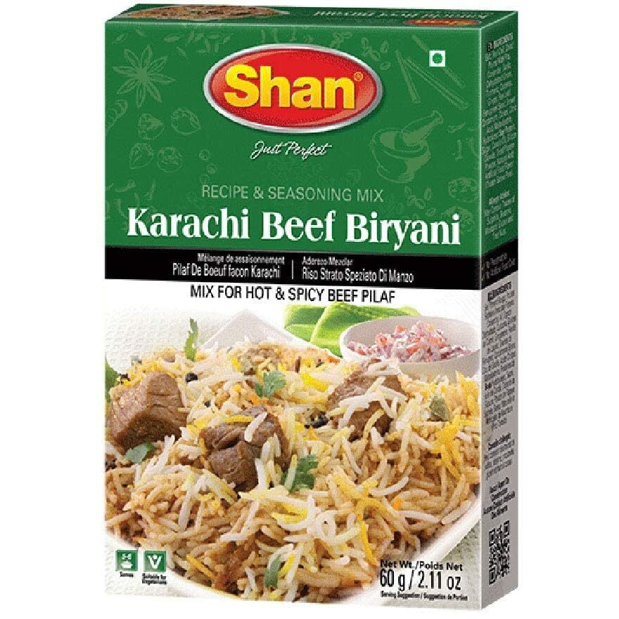 Shan Karachi Beef Biryani Recipe and Seasoning Mix 2.11 oz (60g) - Spice Powder for Hot and Spicy Beef Pilaf  (2.1 Ounce (Pack of 1))